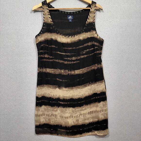 AI Striped Laced Top Tunic Dress Medium Rocker Goblin Grunge Baddie Edgy - Picture 1 of 7